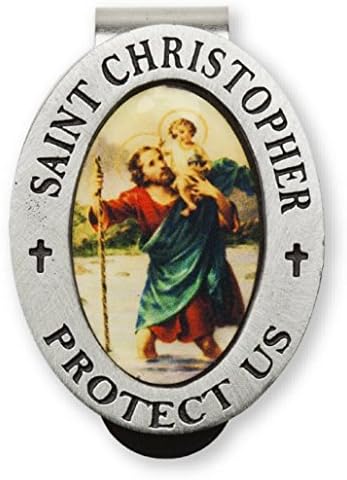 St Christopher Patron of Travelers Visor Clip for Auto, Boat or other Vehicle (Approx 1.75-inches x 1.4-inches) CP177CH