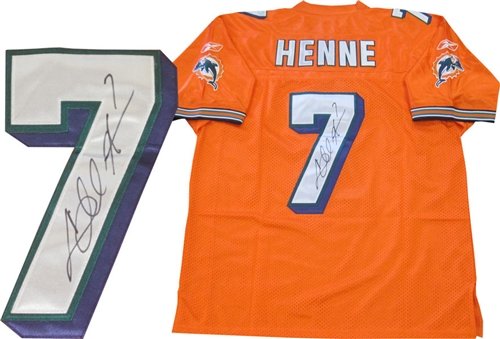 Chad Henne Autographed/Hand Signed Authentic Miami Dolphins Orange Jersey