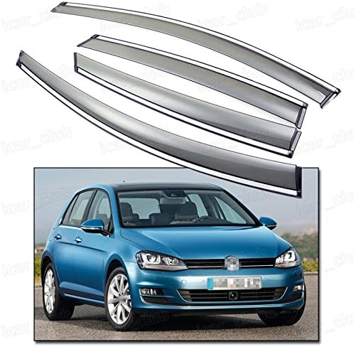 Front &amp; Rear Window Visor Deflector Vent Shade for Volkswagen Golf 2013-2015 MK7