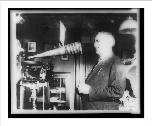 Historic Print (L): President Harding's voice has been preserved in phonograph records in the government arc