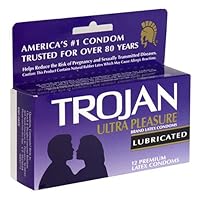 Trojan Ultra Pleasure Latex Condoms, Lubricated, 12-Count Boxes (Pack of 3)