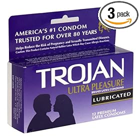Click here to buy Trojan Ultra Pleasure Latex Condoms, Lubricated, 12-Count Boxes (Pack of 3) by Trojan.