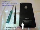 Iphone 4s Back Cover Housing, Black Glass Battery Door, Replacement Back Housing with Interior Frame and Free Pentaoble 5 Star & Cross Head Screwdrivers For Iphone 4s Only