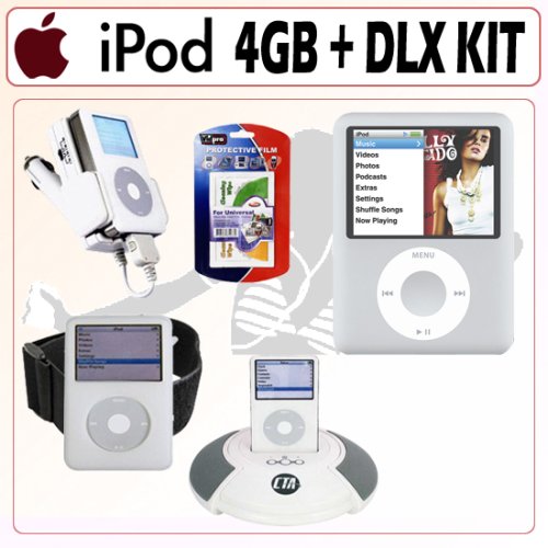 Apple 4 GB iPod nano AAC/MP3 Player - Silver (3rd Generation) w/ Deluxe Accessory Kit