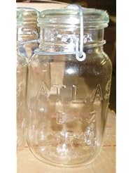 Antique Atlas E-Z Seal Quart Canning Jar with Wire Bail and Glass Lid by E-Z Seal