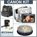 Canon DC 100 Slim DVD Camcorder Kit,- Refurbished - with Camcorder Case, Mini DVD-R,1.4 GB,10 Disc Pack, Professional Lens Cleaning Kit