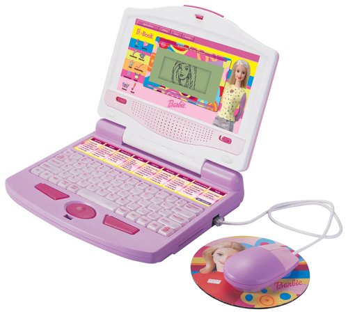 Barbie Schulcomputer Lerncomputer für Mädchen, 50 Spiele, 1-2 Spielerinnen, ab 5 Jahre, Laptop, pink