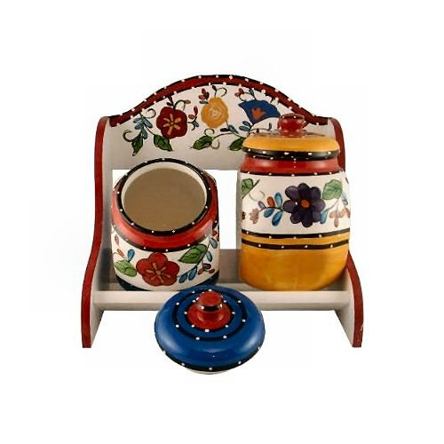 2PC CANISTER SET WITH FRUTTI DECOR