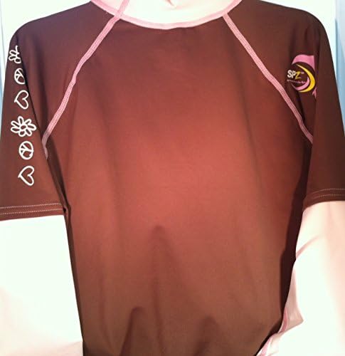 Sun Protection Clothing Rash Guard Long Sleeve Girls Boys Child Baby Toddler Kids (Brown/Lt. Pink, 8)