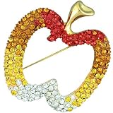Gold Tone Multicolored Studded Apple Pin Brooches