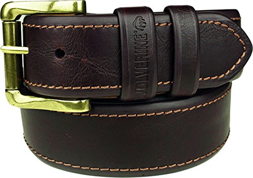 Wolverine Men's Double Border Stitch Leather Belt 36 Brown