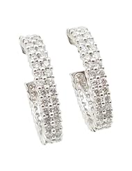 Women 14k White Gold 1.87ctw diamond Hoop earring 25 26441 Size 6