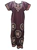 Womans Cotton Caftan Long Maxi Dress Black Red Embroidered Kaftans L / M