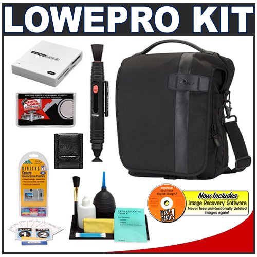 Detail image Lowepro Classified 160 AW Digital SLR Camera Case (Black) + Accessory Kit for Canon EOS 7D, 5D Mark II III, 60D, Rebel T3, T3i, Nikon D3100, D3200, D5100, D7000, D800, A35, A55, A57, A65, A77 Digital SLR Cameras