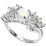 Rhodium Plated Sterling Silver Wedding & Engagement Ring Lab Opal, Amethyst Ladies Ring 9MM ( Size 6 to 8)