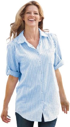 Women's Plus Size Shirt, seersucker with generous fit