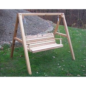 6' Red Cedar American Sweetheart Porch Swing with Stand by