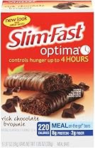 Slim-Fast Optima Meal Bars, Rich Chocolate Brownie, 1.97-Ounce Bars in 6-Count Boxes (Pack of 6)