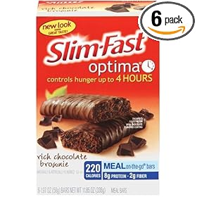 Slim-Fast Optima Meal Bars, Rich Chocolate Brownie, 1.97-Ounce Bars in 6-Count Boxes (Pack of 6)