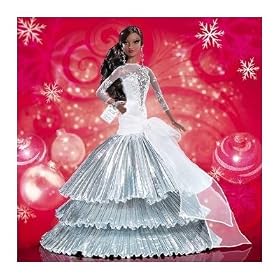 Barbie Collector Series Celebrating 20 Years of Holiday 12 Inch Doll - 2008 Holiday Barbie with Elegant White Gown, Earrings, Shoes and Doll Stand (African American)