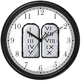 The 10 Ten Commandment Judaica Jewish Theme Wall Clock by WatchBuddy Timepieces (Black Frame)