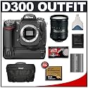 Nikon D300 DX 12.3MP Digital SLR Camera with 18-200mm f/3.5-5.6G ED-IF AF-S VR [Vibration Reduction] DX Nikkor Zoom Lens + Nikon MB-D10 Grip Multi Power Battery Pack + Lexar Pro 4GB CF Memory Card + Extra Nikon EN-EL3e Battery + Nikon SLR Gadget Bag