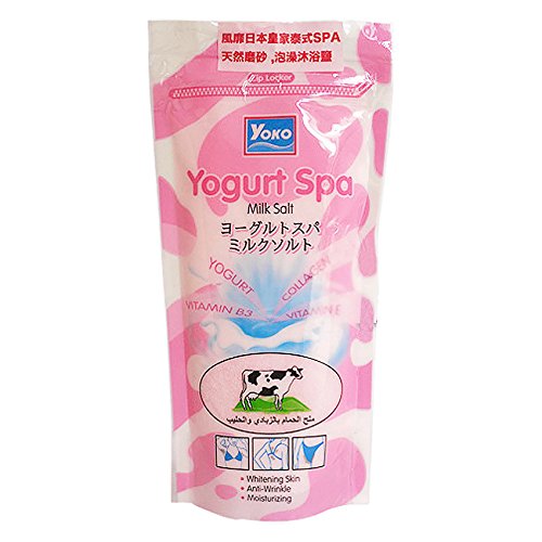 Smileshops Yoko Yogurt Spa Milk Salt Shower Bath Moisturizing Body Wash (Refill Size 300g)-Gently Scrubs Off Dead Skin Cells, Promote Cell Growth + Clears Uneven Skin-tone, Breakouts, Fine Lines & Wrinkles -Contains Vitamin B3, Vitamin E & Collagen