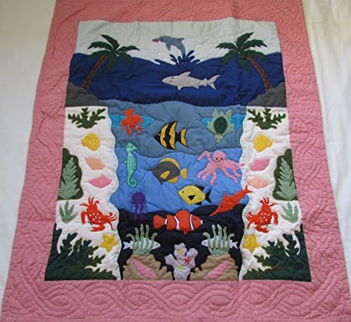 Hawaiian Style quilt Under the Sea crib baby comforter blanket hand quilted/wall hanging