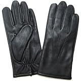 Fownes Men's Cashmere Lined Black Lambskin Leather Gloves