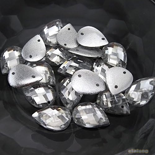 Kelvine 100pcs New Clear Resin Teardrop Sew-on Flatback Beads Buttons Findings 10x14mm