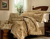 7 PC LUXURY FLORAL JACQUARD BED IN A BAG COMFORTER SET W/ MATCHING DECORATIVE PILLOWS