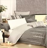 7 PIECE MODERN, SWIRLING DOT EMBROIDERED OVERSIZED COTTON COMFORTER SET, MATCHING PILLOWS, GREY - STEEL BLUE COLOR, KING SIZE
