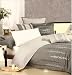 7 PIECE MODERN, SWIRLING DOT EMBROIDERED OVERSIZED COTTON COMFORTER SET, MATCHING PILLOWS, GREY - STEEL BLUE COLOR, KING SIZE