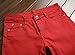 Men's Red Ripped Stretch Skinny Straight Cut Slim Fit Jeans Pants with Zipper Red W30