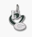Green Bay Packers 1/2" "I Heart G" Enamel Charm - Sterling Silver Jewelry