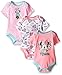 Disney Baby Minnie Mouse 3 Pack Bodysuits, Multi/Light Pink, 6/9 Months