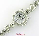 New Round Womens Silver Cat Stainless Bracelet Watch