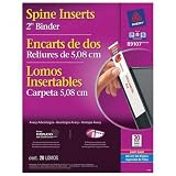 (Price/PK)Binder Spine Inserts, 2 Capacity, 20/PK, White