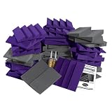 Auralex D36CHA/PUR Designer Series Roominator Kit: 18-DST 1'x1'x2 DST112 Panels- Charcoal; 18-1'x1'x2 DST114 Panel- Purple; 2-Tubes of Tubetak Pro