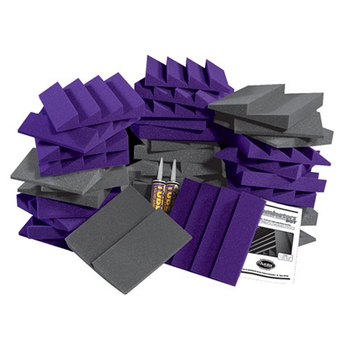 Auralex D36CHA/PUR Designer Series Roominator Kit: 18-DST 1'x1'x2 DST112 Panels- Charcoal; 18-1'x1'x2 DST114 Panel- Purple; 2-Tubes of Tubetak Pro