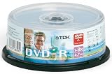 Review TDK 1003975 / TDK - 25 x DVD-R 4.7 GB 8x - cakebox - storage media