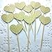 DOOXOO Handmade Glittery Gold Valentine/Love Heart Cupcake Toppers Set of 36