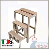 Sgabello Scala 3 Gradini In Legno - Richiudibile, Salvaspazio, 23x38x57 Cm - Foto 3