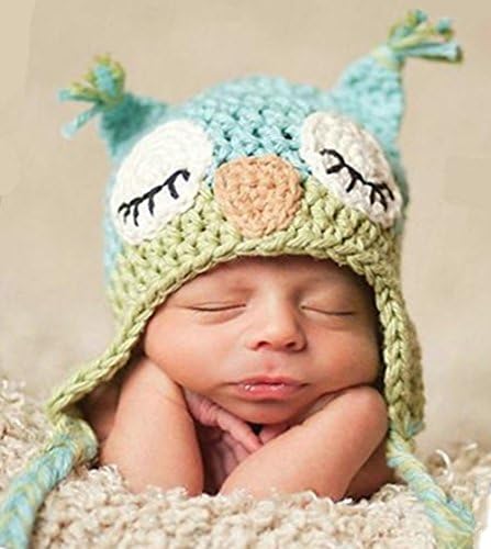 XikeeKids Baby Boy Girl Crochet Sleepy Owl Hat Beanie Photography Props