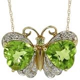 10k Gold 18 Thin Chain and 9 16 (14mm) tall Butterfly Pendant, w  Brilliant Cut Diamonds and...