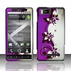 Verizon Motorola Droid X2 Accessory - Blossoming Purple Violet Flower Protective Hard Rubberized Case Cover Design
