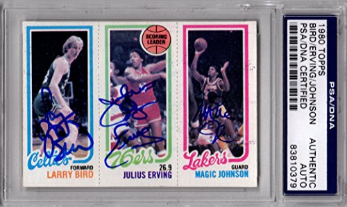 Larry Bird, Magic Johnson & Julius Erving Signed 1980 Topps Rookie Card PSA/DNA