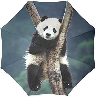 Romatic Valentine's Day Gifts Presents Cute Panda Face Pattern 100% Fabric And Aluminium Foldable High-quality Umbrella