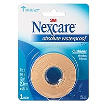 Nexcare Absolute Waterproof First Aid Tape, 1-Inch x 5-Yard Roll (Pack of 6)
