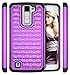 LG K8 Case, LG Escape 3 Case, LG Phoenix 2 Case, Style4U Studded Rhinestone Crystal Bling Hybrid Armor Case Cover for LG K8 / LG Escape 3 / LG Phoenix 2 with 1 Style4U Stylus [Purple / Black]